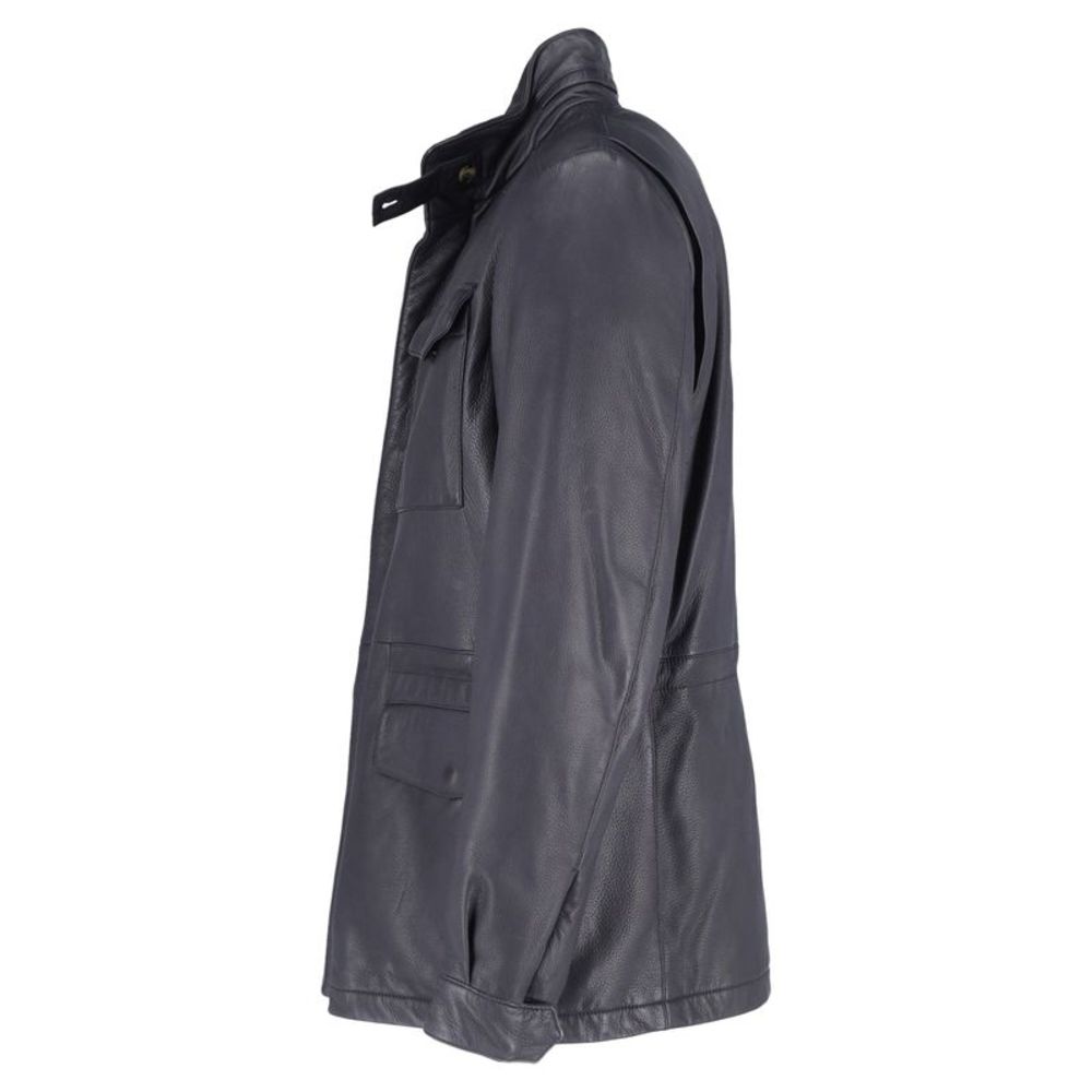 Loro Piana Jacket in Navy Blue Leather - Picture 2 of 6